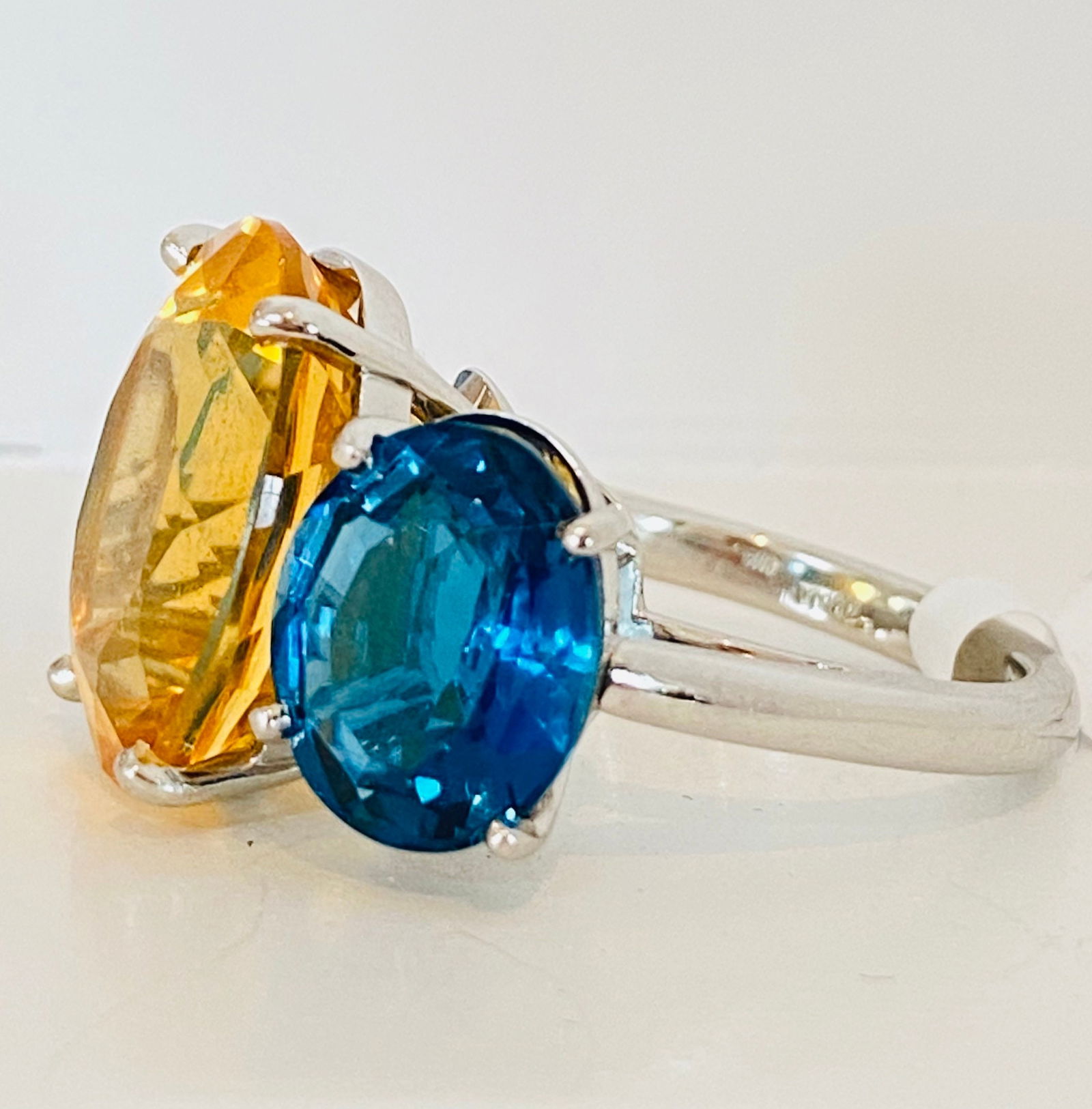 Huge Platinum Gem Three Stone Ring - 3