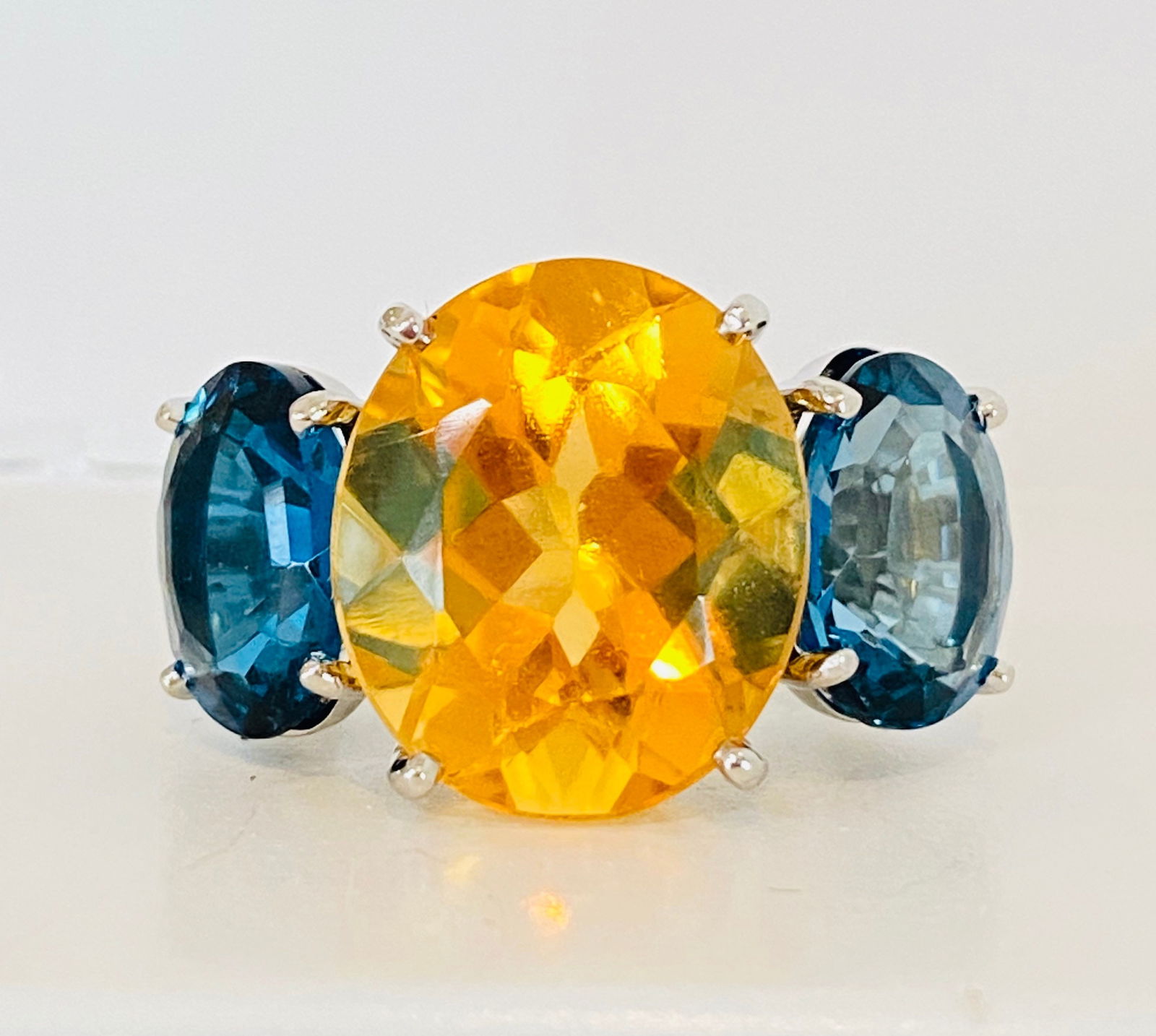 Huge Platinum Gem Three Stone Ring - 5