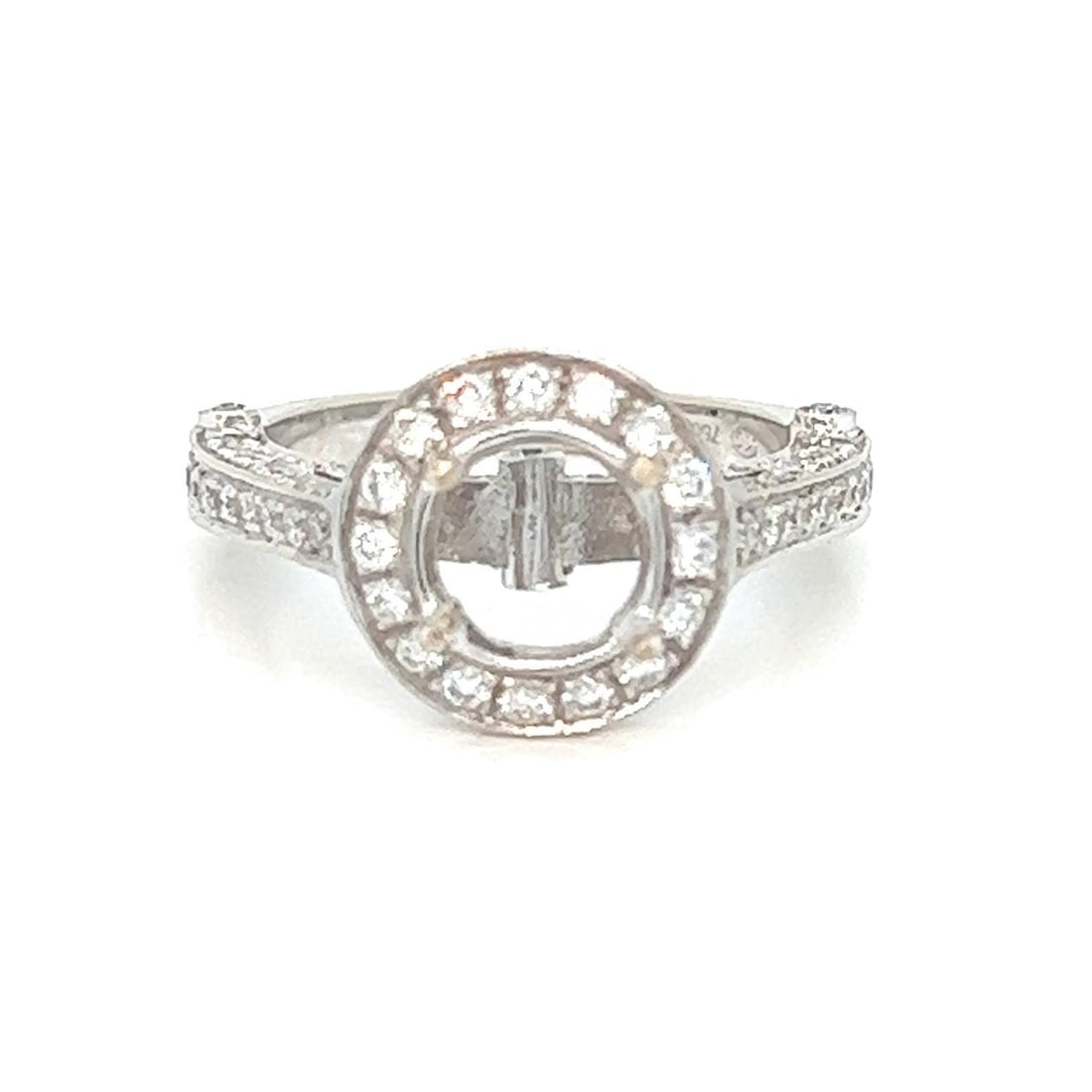 18k white gold diamond engagement ring bezel semi mount (1 of 8)