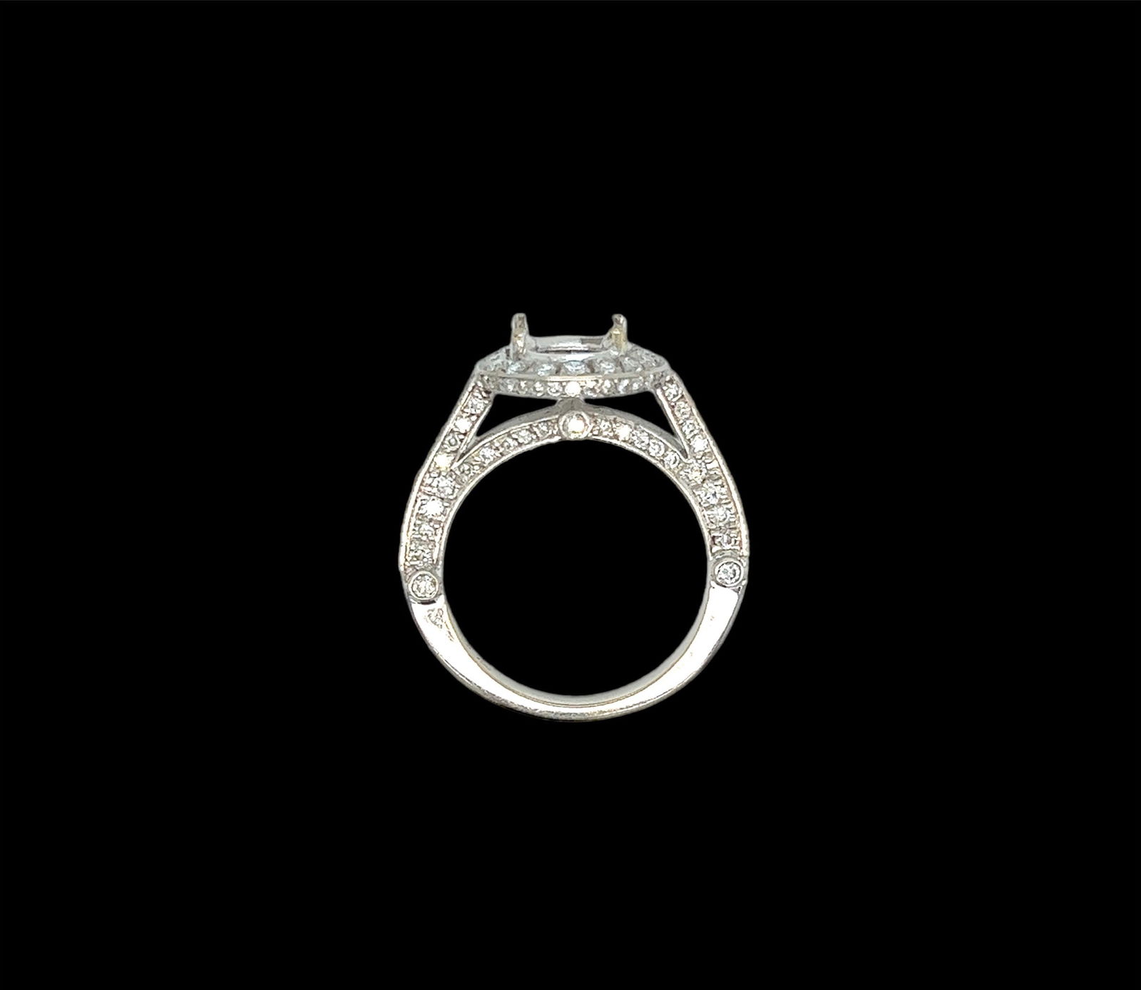 18k white gold diamond engagement ring bezel semi mount - 2