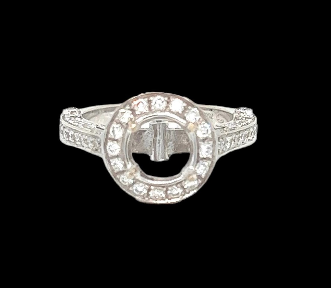 18k white gold diamond engagement ring bezel semi mount - 3