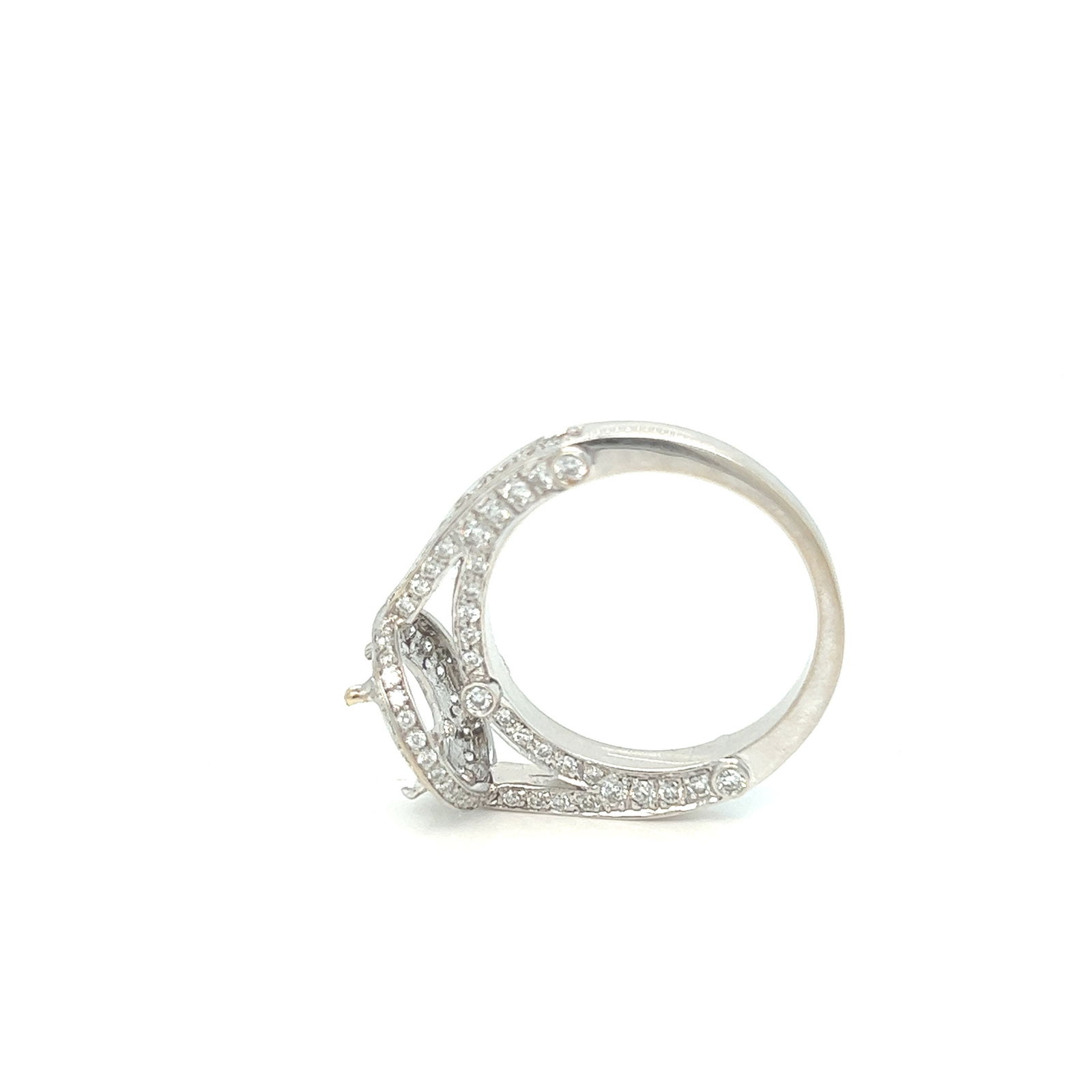 18k white gold diamond engagement ring bezel semi mount - 4