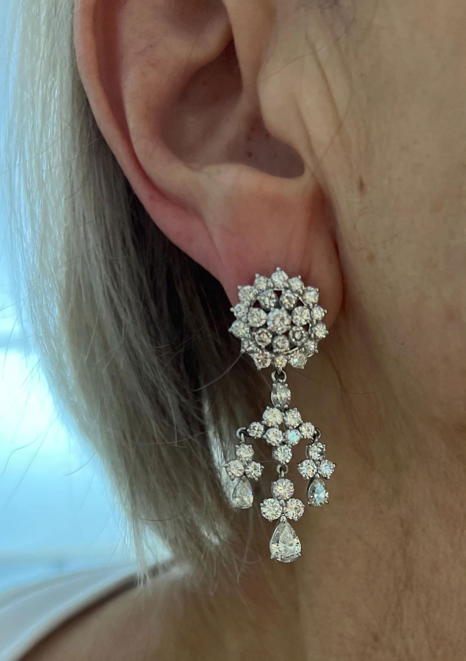 14k Vintage diamond Night and Day Chandelier earrings 6 tcw REDUCED! - 8