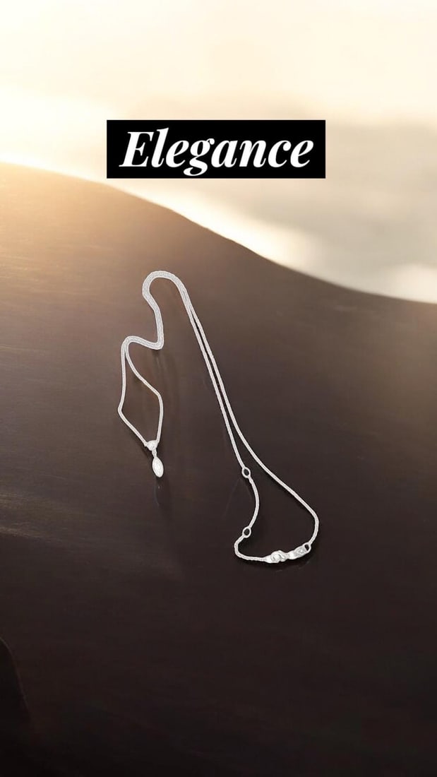 14k white gold marquis and round diamond drop pendant - 6