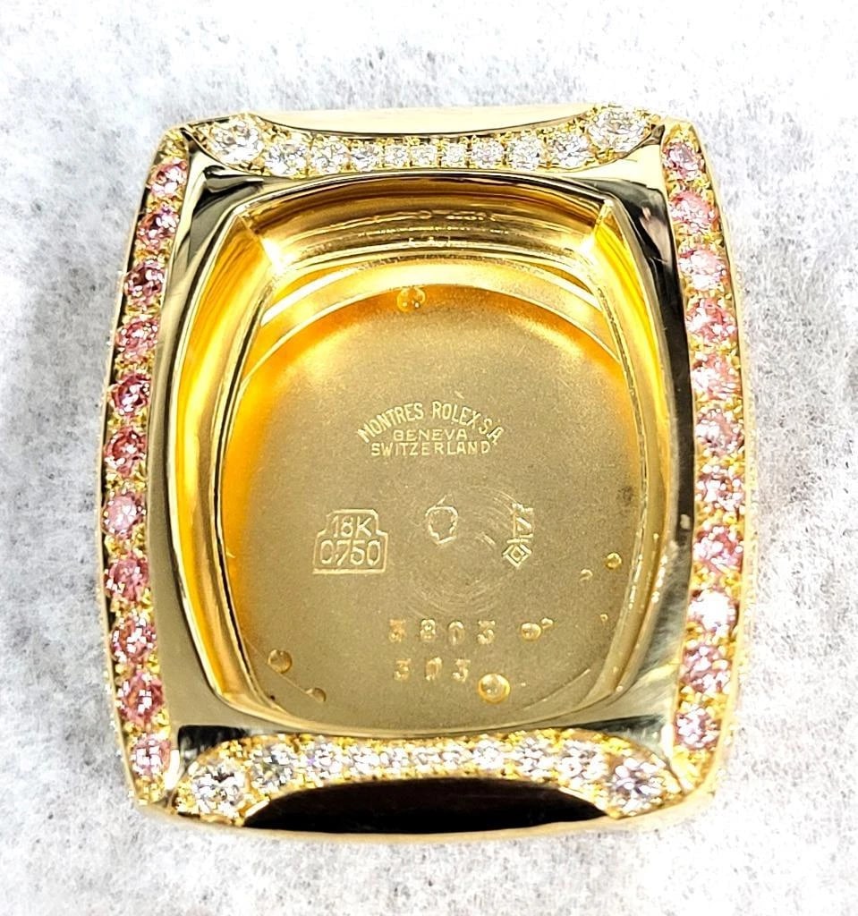 Solid 18k Customized ROLEX Ladies Winding Watch 3803 with Pink & White Diamonds - 10