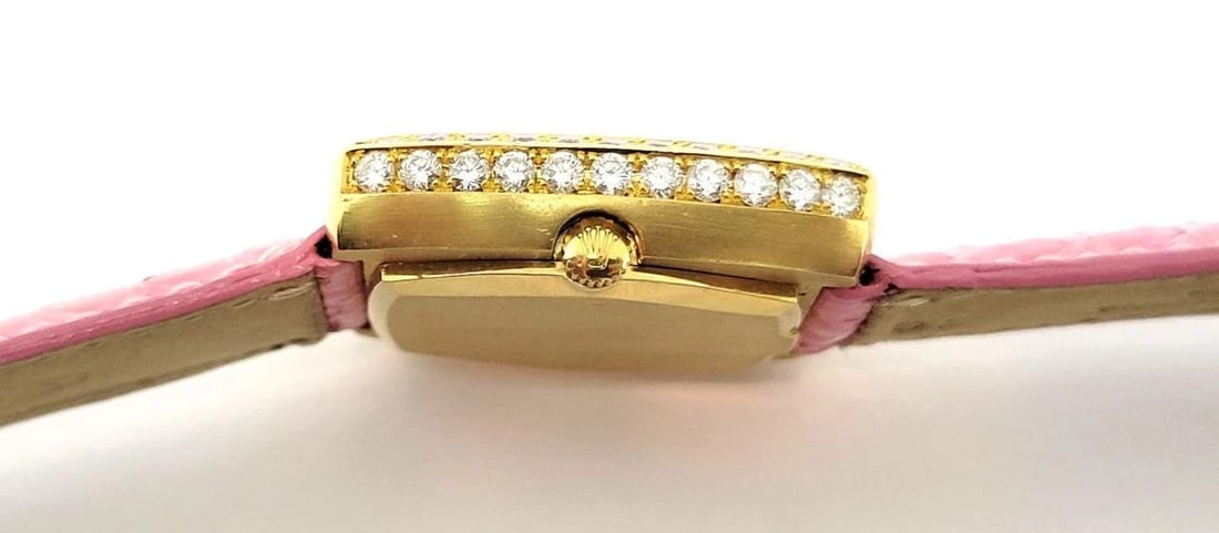 Solid 18k Customized ROLEX Ladies Winding Watch 3803 with Pink & White Diamonds - 9