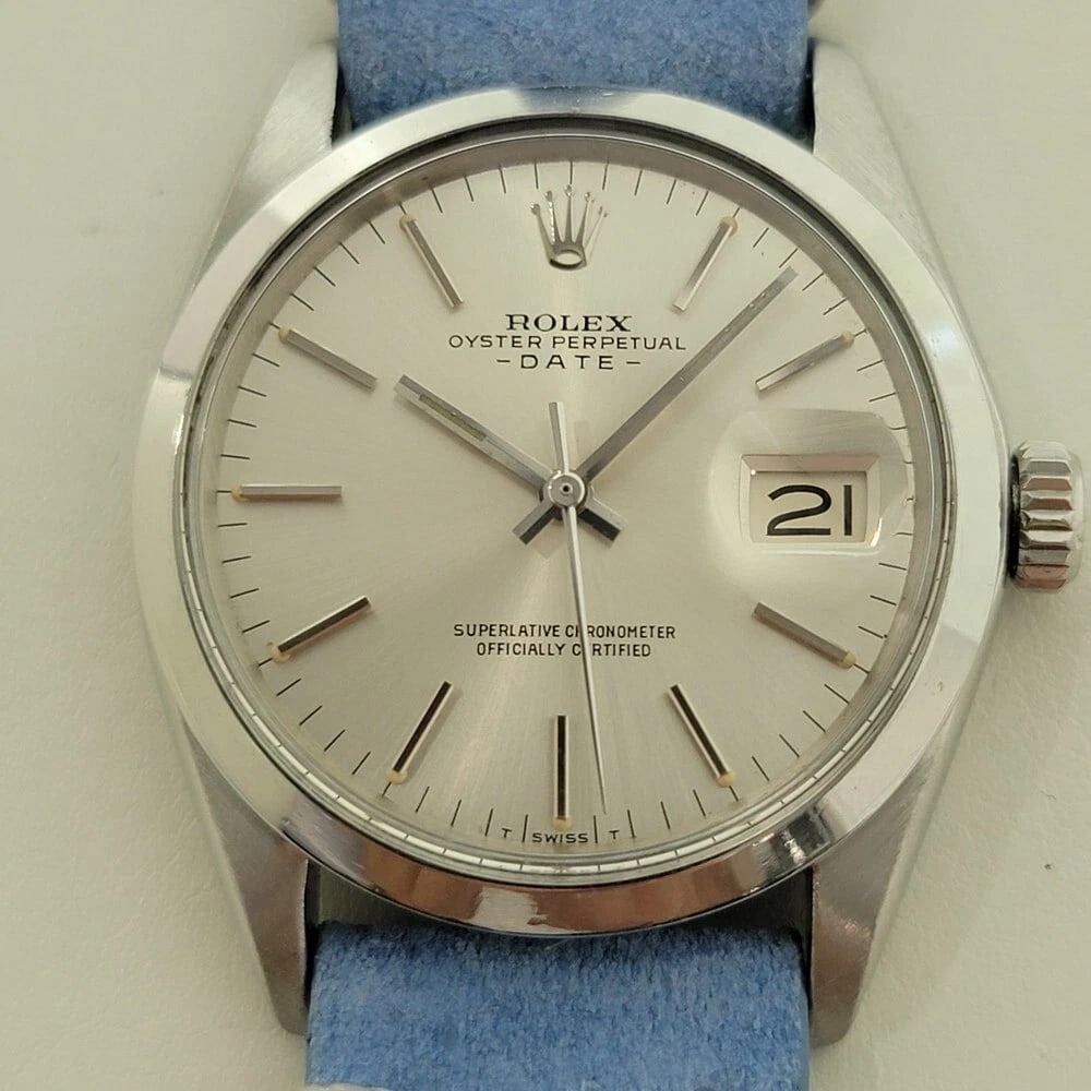 Rolex Oyster Perpetual Date Ref 1500 35mm Mens w Paper 1970s Automatic RA534B - 3