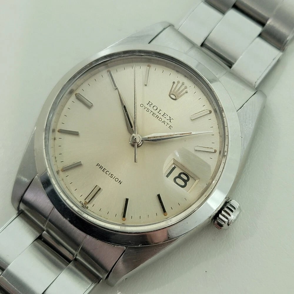 Rolex Oysterdate Precision Ref 6694 34mm Mens Manual Wind 1960s Vintage RA564: Title:Rolex Oysterdate Precision Ref 6694 34mm Mens Manual Wind 1960s Vintage RA564 Description:Vintage icon, Men's all-stainless steel Rolex Oysterdate Precision 6694 hand-wind dress watch, c.1962, a