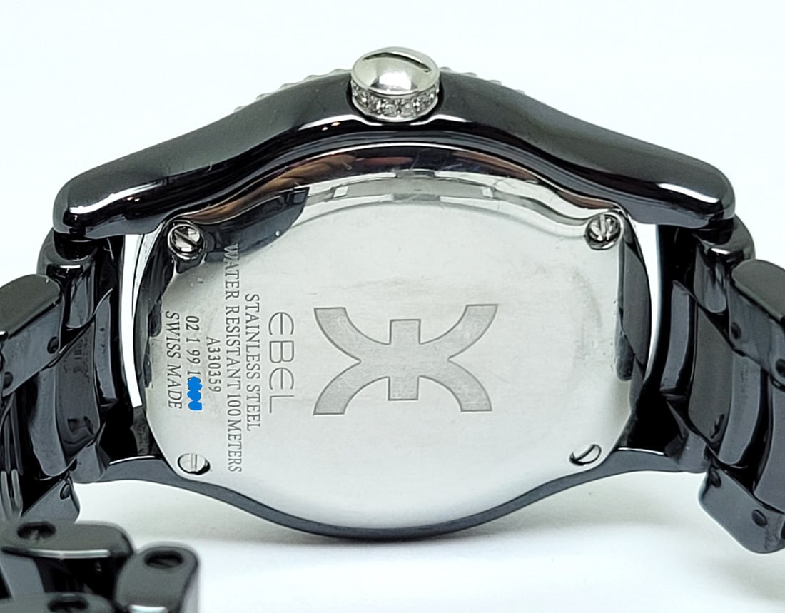 Ebel Onde Ladies Watch Black Ceramic with Diamonds A330359* EXLNT - 9