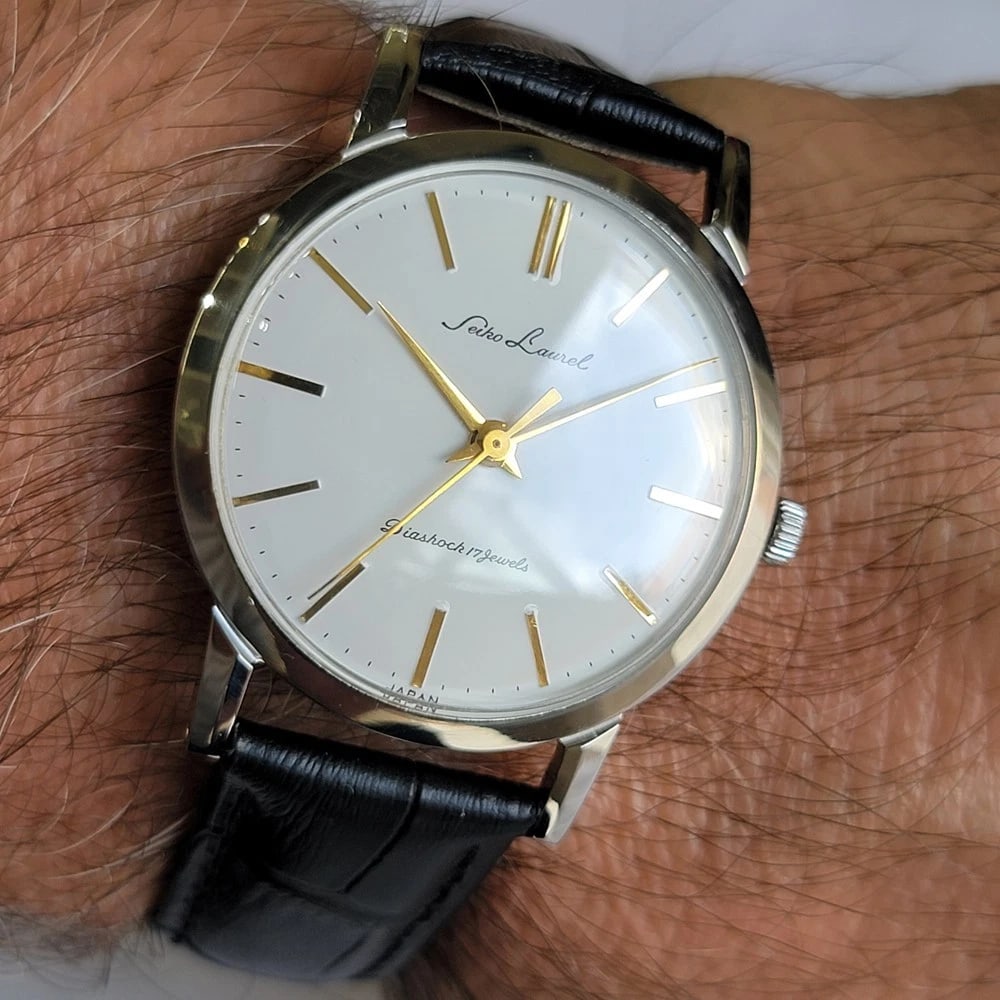 Seiko Laurel Ref 14073 35mm Mens 1960s Vintage Manual Wind Dress Watch RA726 - 11