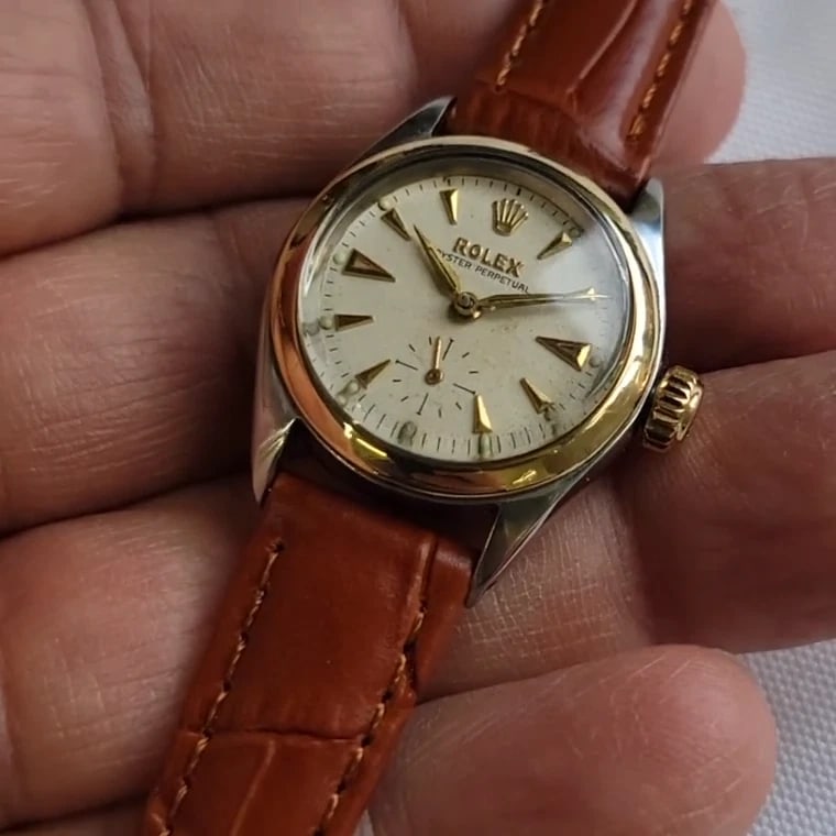 Rolex Oyster Ref 6504 14k Gold SS 25mm 1960s Ladies Bubble Back Automatic RA697 - 2