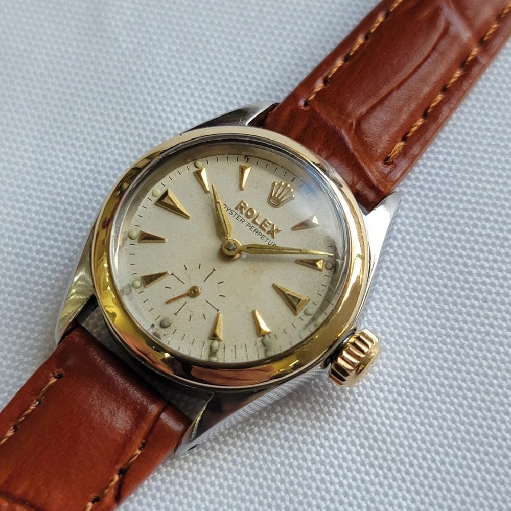 Rolex Oyster Ref 6504 14k Gold SS 25mm 1960s Ladies Bubble Back Automatic RA697 - 4