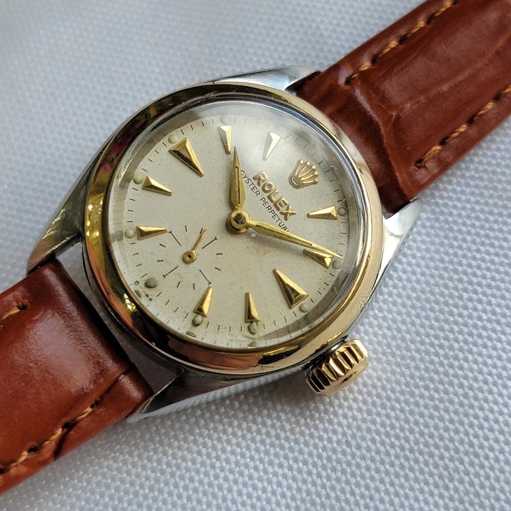 Rolex Oyster Ref 6504 14k Gold SS 25mm 1960s Ladies Bubble Back Automatic RA697 - 5