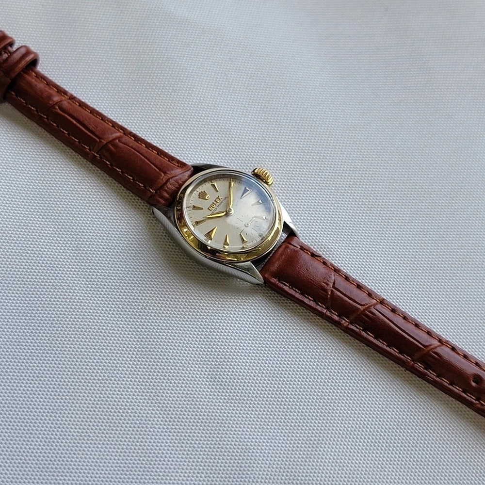 Rolex Oyster Ref 6504 14k Gold SS 25mm 1960s Ladies Bubble Back Automatic RA697 - 8