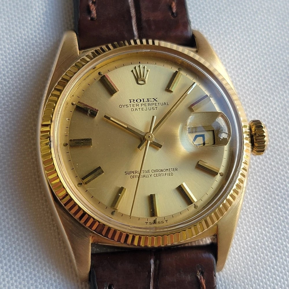 Rolex Oyster Ref 6605 Datejust 18k Gold 36mm Mens 1960s Date Automatic RA701: Title:Rolex Oyster Ref 6605 Datejust 18k Gold 36mm Mens 1960s Date Automatic RA701 Description:Timeless treasure, rare 18k solid gold Rolex Oyster Perpetual ref.6605 Datejust automatic, c.1960, in exc