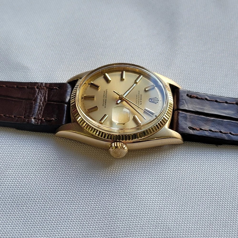 Rolex Oyster Ref 6605 Datejust 18k Gold 36mm Mens 1960s Date Automatic RA701 - 6