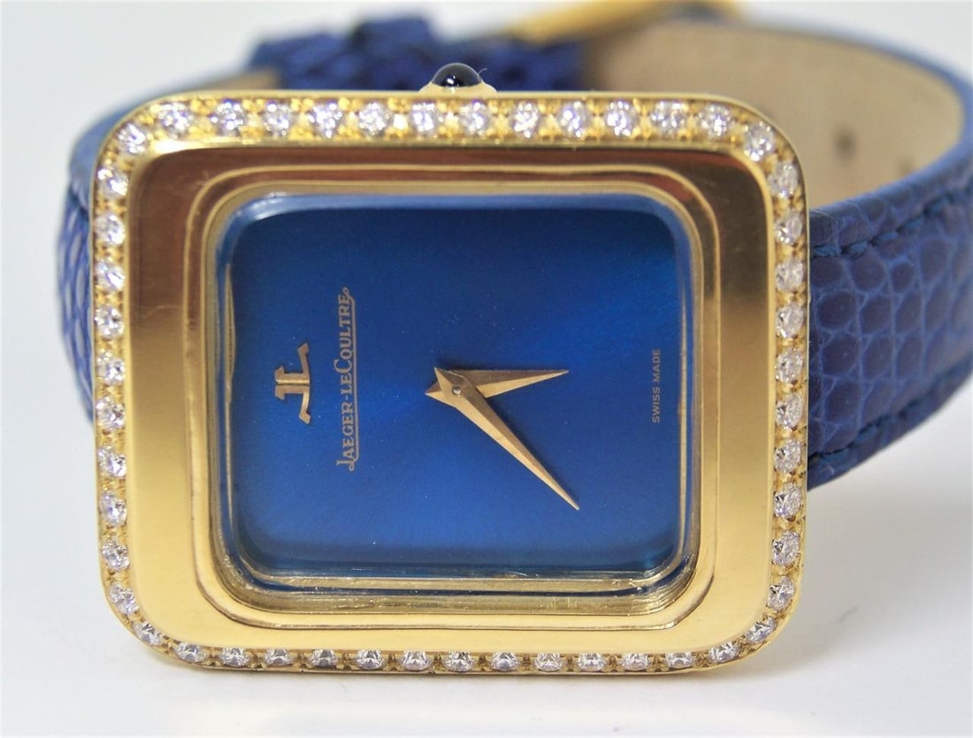 Solid 18k JAEGER-LECOULTRE Ladies Winding Watch with 1 ct Diamonds 6032.21 EXLNT - 6