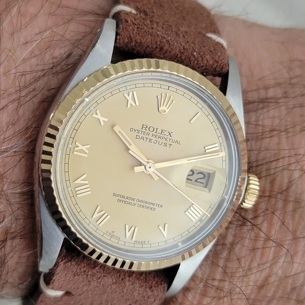 Mens Rolex Oyster Ref 16013 Datejust 36mm 18k SS 1980s Automatic Vintage RA525B - 13