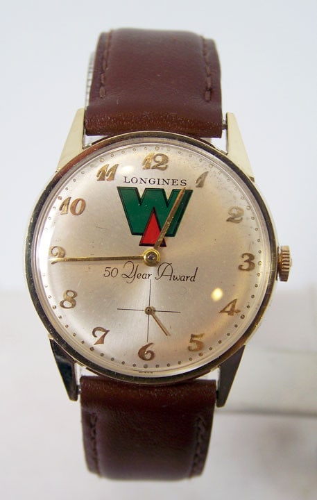 Vintage 14k LONGINES Mens Winding Watch Cal 370* 50 Years AWARD* EXLNT - 12