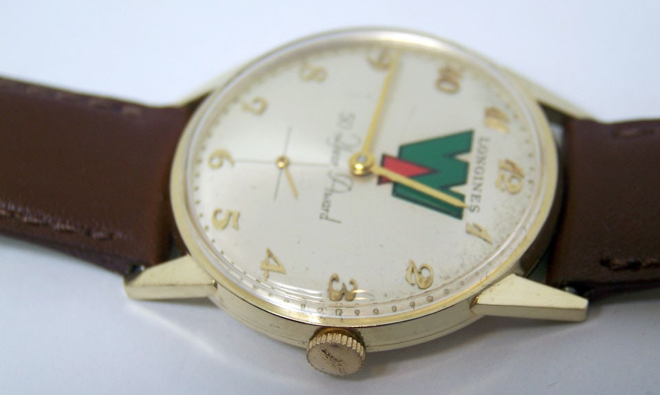 Vintage 14k LONGINES Mens Winding Watch Cal 370* 50 Years AWARD* EXLNT - 8