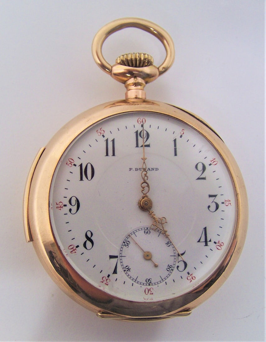 Antique 14k Rose Gold P. DUNAND Quarter REPEATER Open Face Pocket Watch* EXLNT - 2