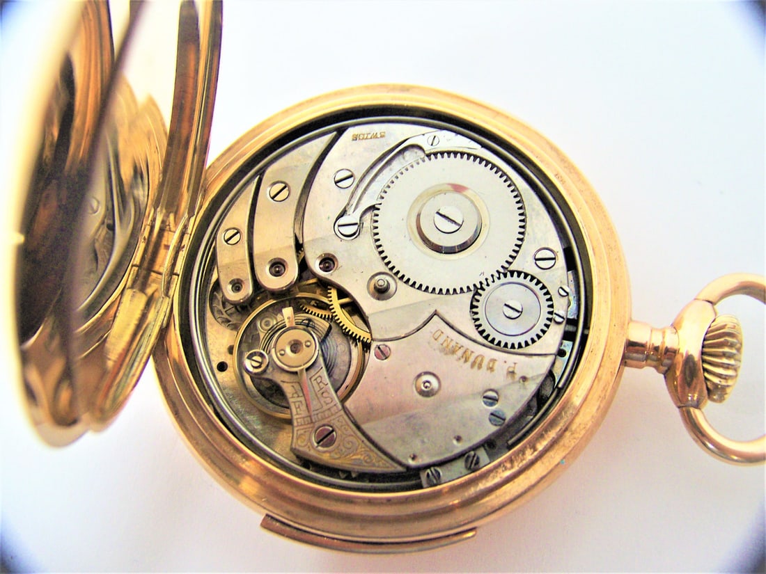 Antique 14k Rose Gold P. DUNAND Quarter REPEATER Open Face Pocket Watch* EXLNT - 8