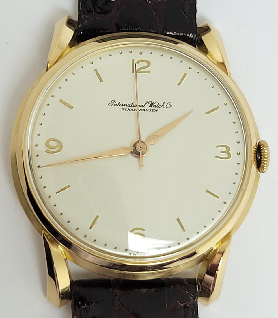 Vintage 18k Rose Gold IWC SHAFFHAUSEN Winding Watch 1950s Cal 89 EXLNT* SERVICED - 9