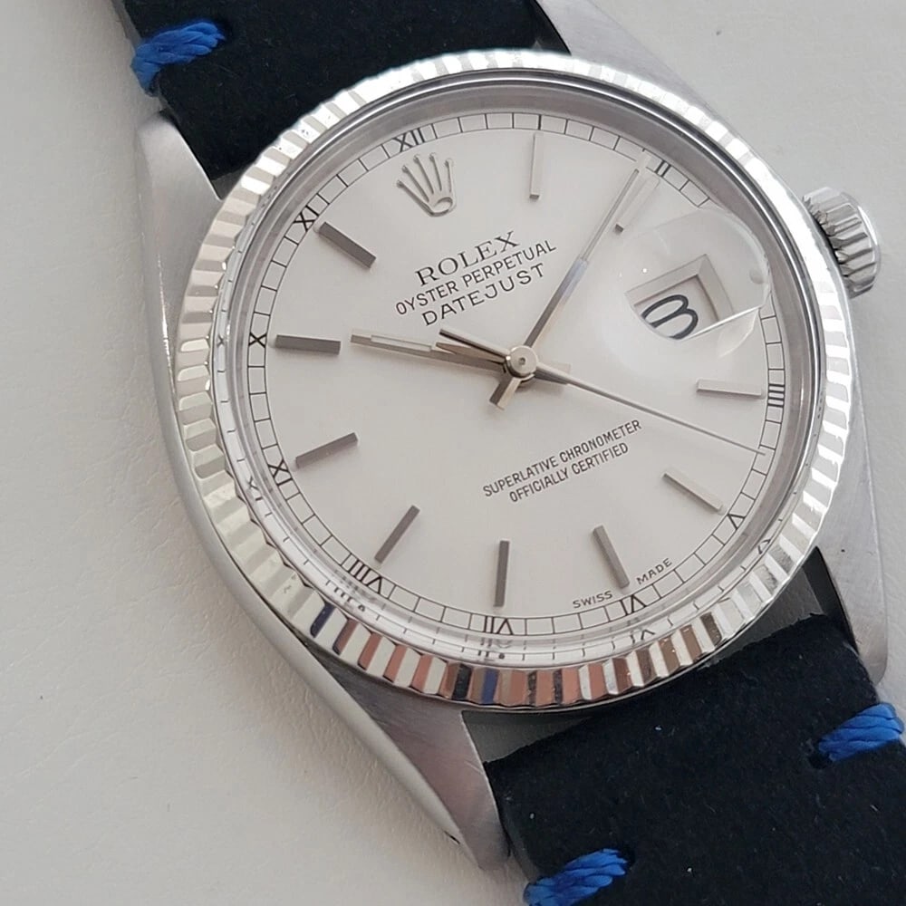 Rolex Oyster Datejust 16014 36mm 18k White Gold SS Mens 1970s Automatic RA520: Title:Rolex Oyster Datejust 16014 36mm 18k White Gold SS Mens 1970s Automatic RA520 Description:Timeless icon, Men's Rolex 18k white gold and stainless steel Oyster Perpetual Datejust Ref.16014 automa