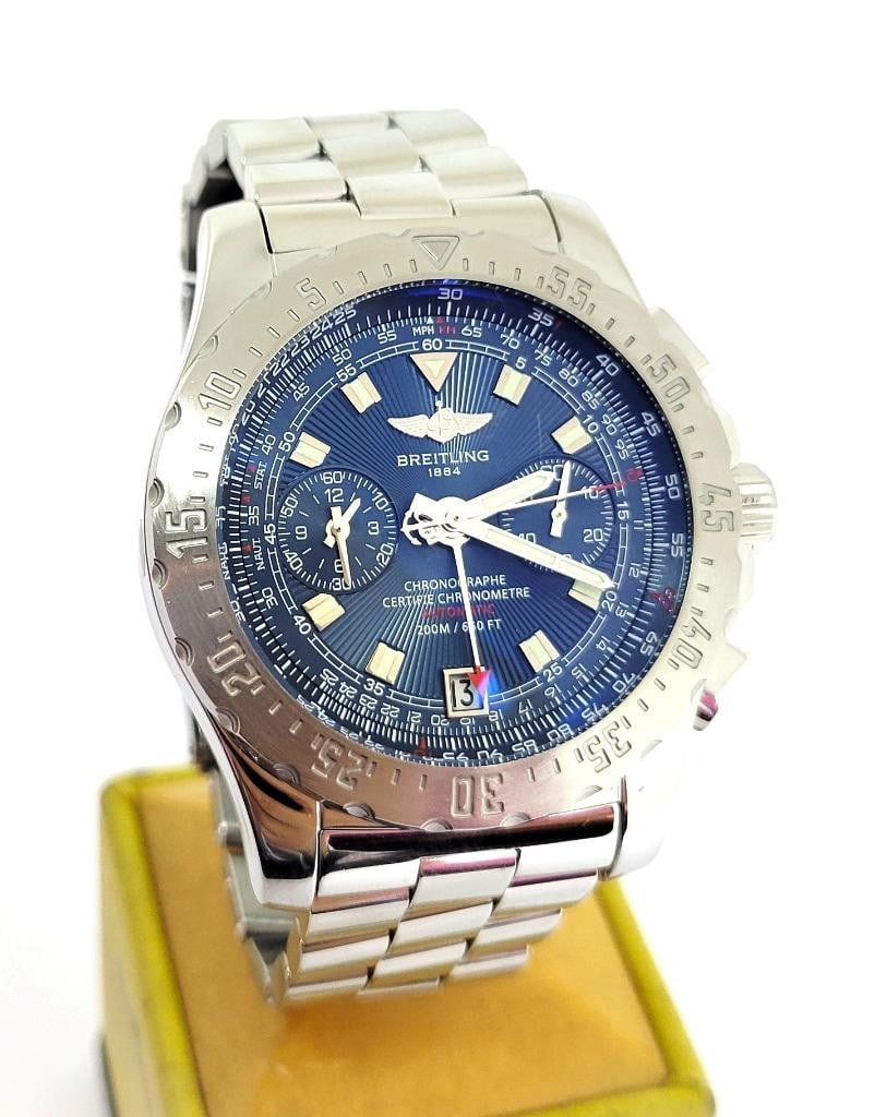 Mensl S/Steel BREITLING SKYRACER Chronograph Automatic Watch A27362 EXLNT - 2