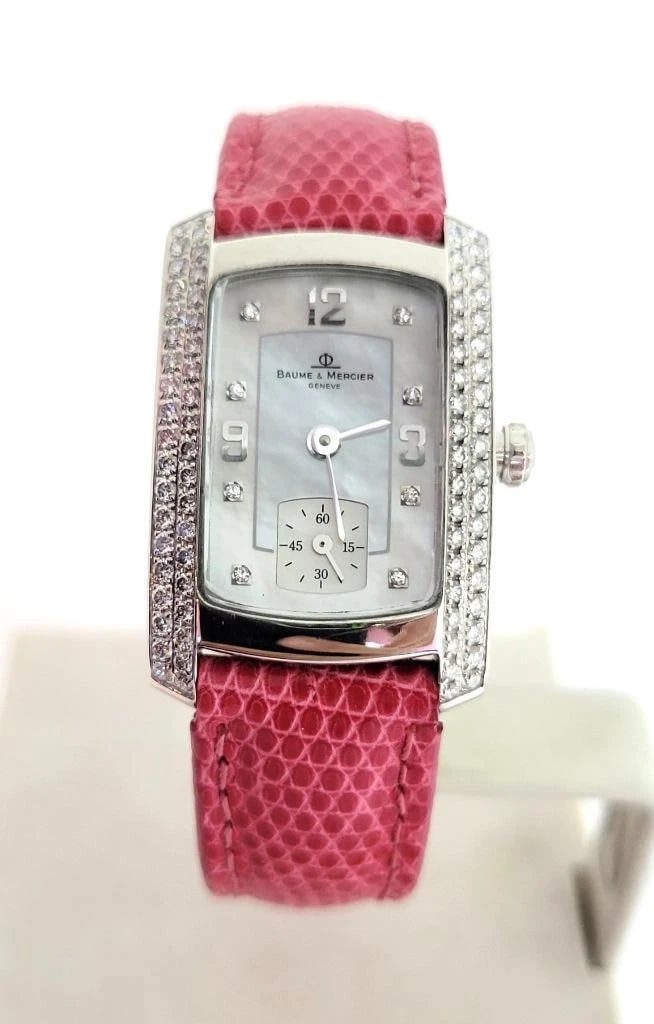 Solid 18k White BAUME & MERCIER Ladies Watch 65335 with 1ct Diamonds FVS1* EXLNT: Solid 18k White BAUME & MERCIER Ladies Watch 65335 with 1ct Diamonds FVS1* EXLNT Solid 18k White BAUME & MERCIER Ladies Watch 65335 with 1ct Diamonds FVS1* EXLNT . This Ladies BAUME & MERCIER watch is