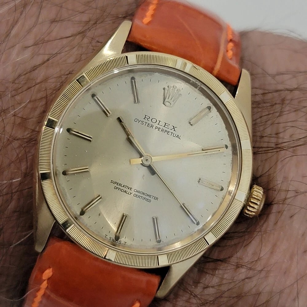 Mens Rolex Oyster Perpetual Ref 1007 18k Solid Gold 1960s 34mm Automatic RA438 - 13