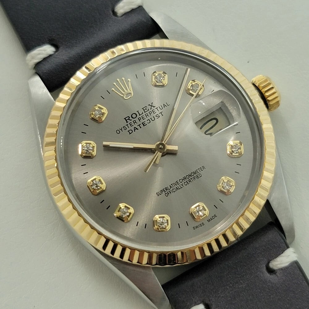 Rolex Oyster 16013 Datejust 36mm 18k SS Mens 1980s Diamond Dial Automatic RA551B - 3