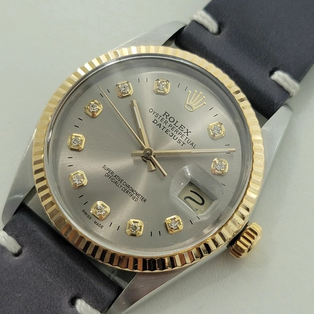 Rolex Oyster 16013 Datejust 36mm 18k SS Mens 1980s Diamond Dial Automatic RA551B - 4