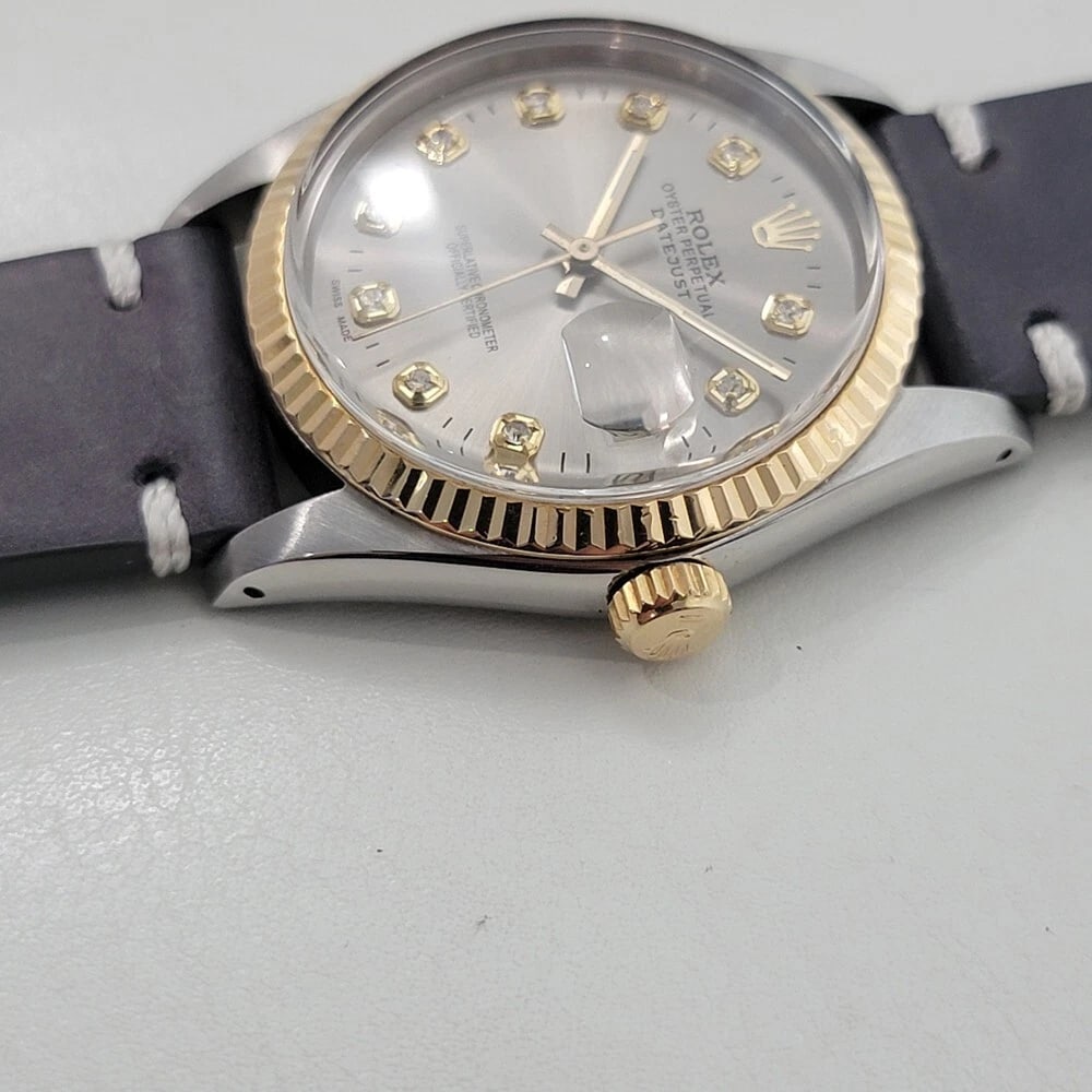 Rolex Oyster 16013 Datejust 36mm 18k SS Mens 1980s Diamond Dial Automatic RA551B - 5