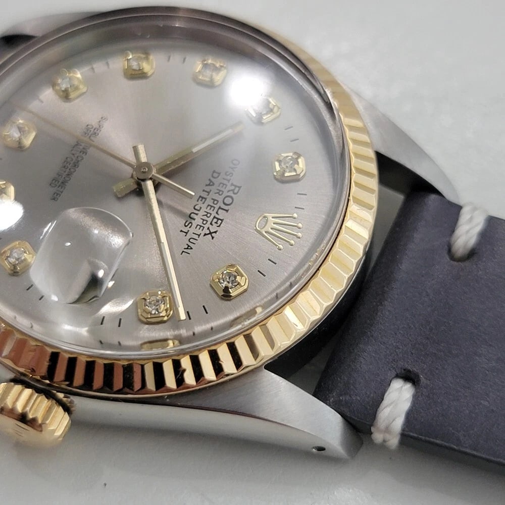 Rolex Oyster 16013 Datejust 36mm 18k SS Mens 1980s Diamond Dial Automatic RA551B - 6