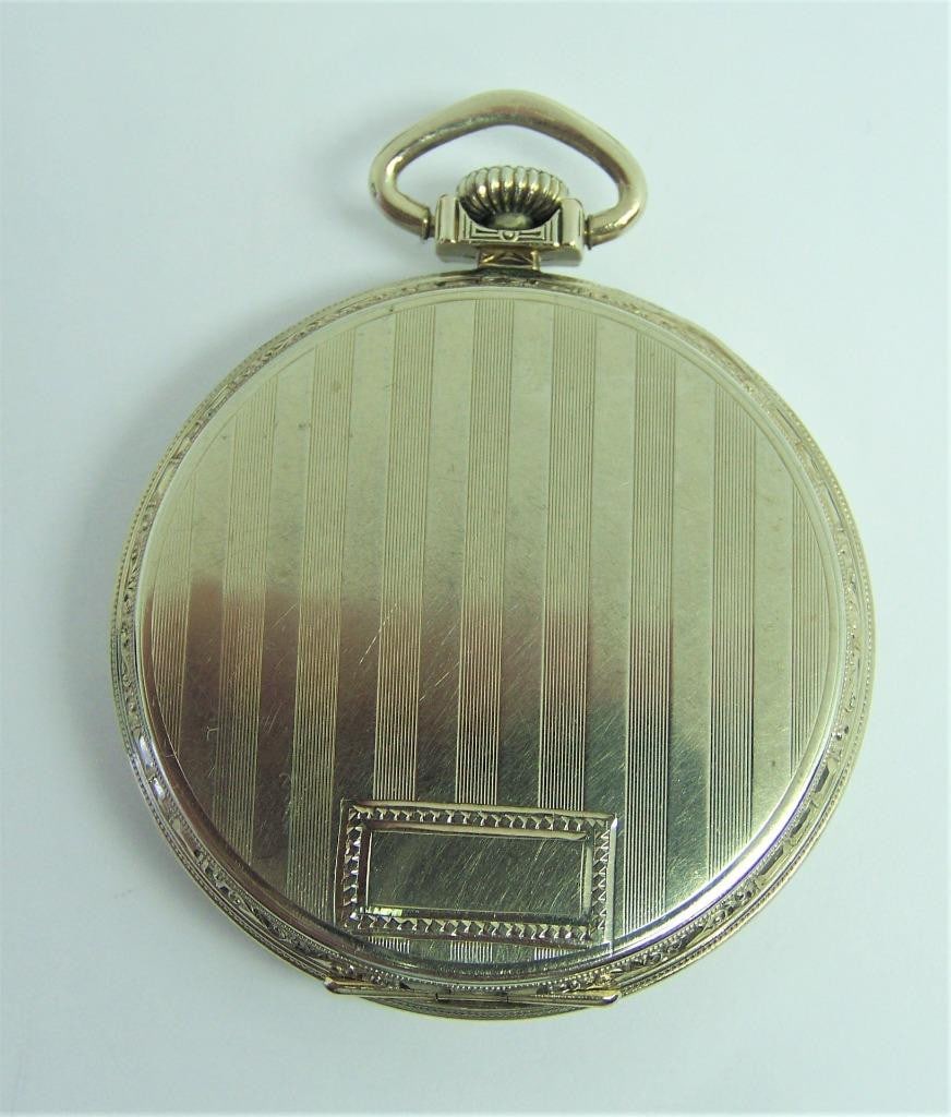 Vintage White Goldfilled HOWARD 17 Jewels Mens Pocket watch c.1920s* 44 mm EXLNT - 6