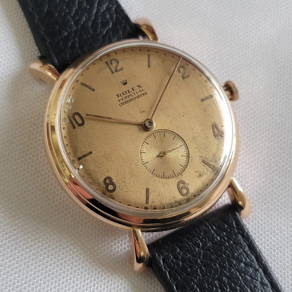 Rolex perpetual 4134 18k Rose Gold Rare Mens Jumbo 37mm Automatic 1940s RA691 - 3