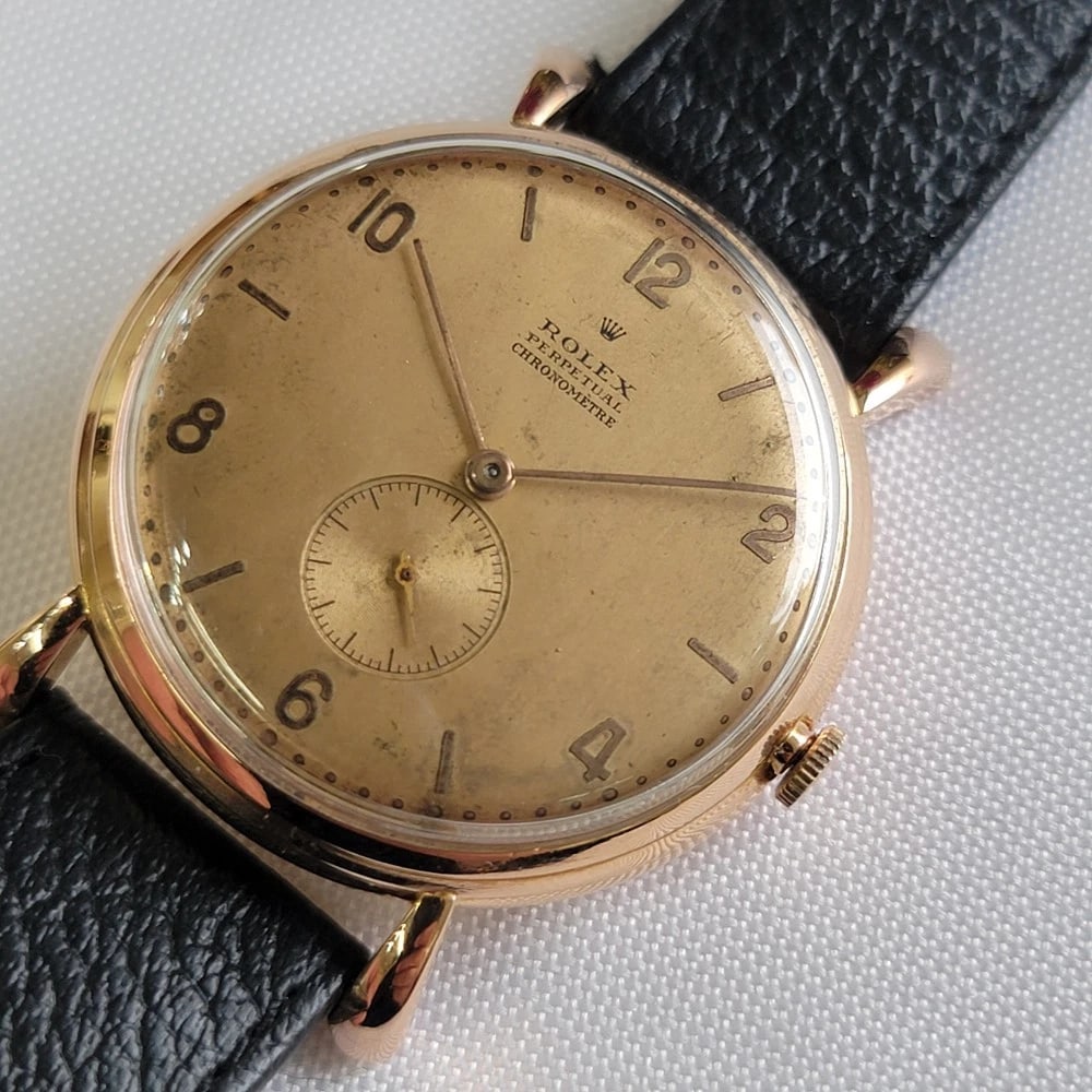 Rolex perpetual 4134 18k Rose Gold Rare Mens Jumbo 37mm Automatic 1940s RA691 - 4