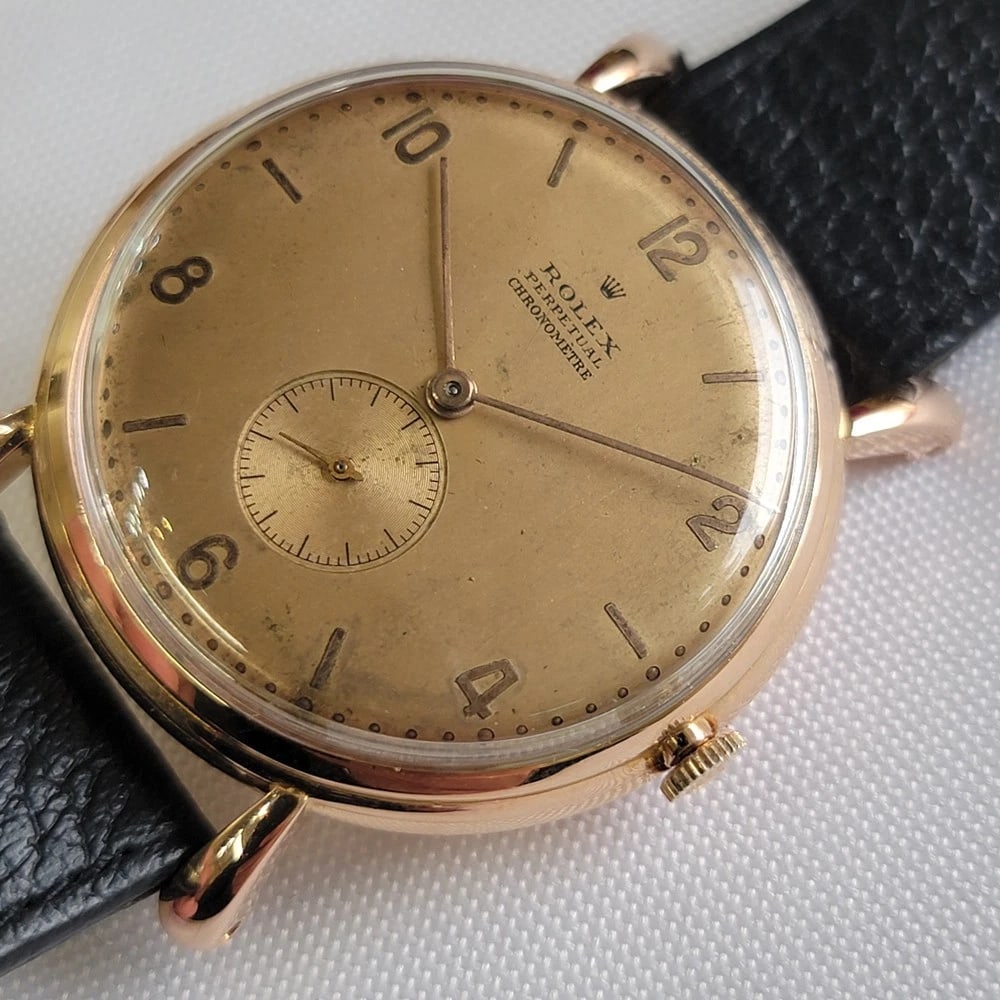 Rolex perpetual 4134 18k Rose Gold Rare Mens Jumbo 37mm Automatic 1940s RA691 - 5
