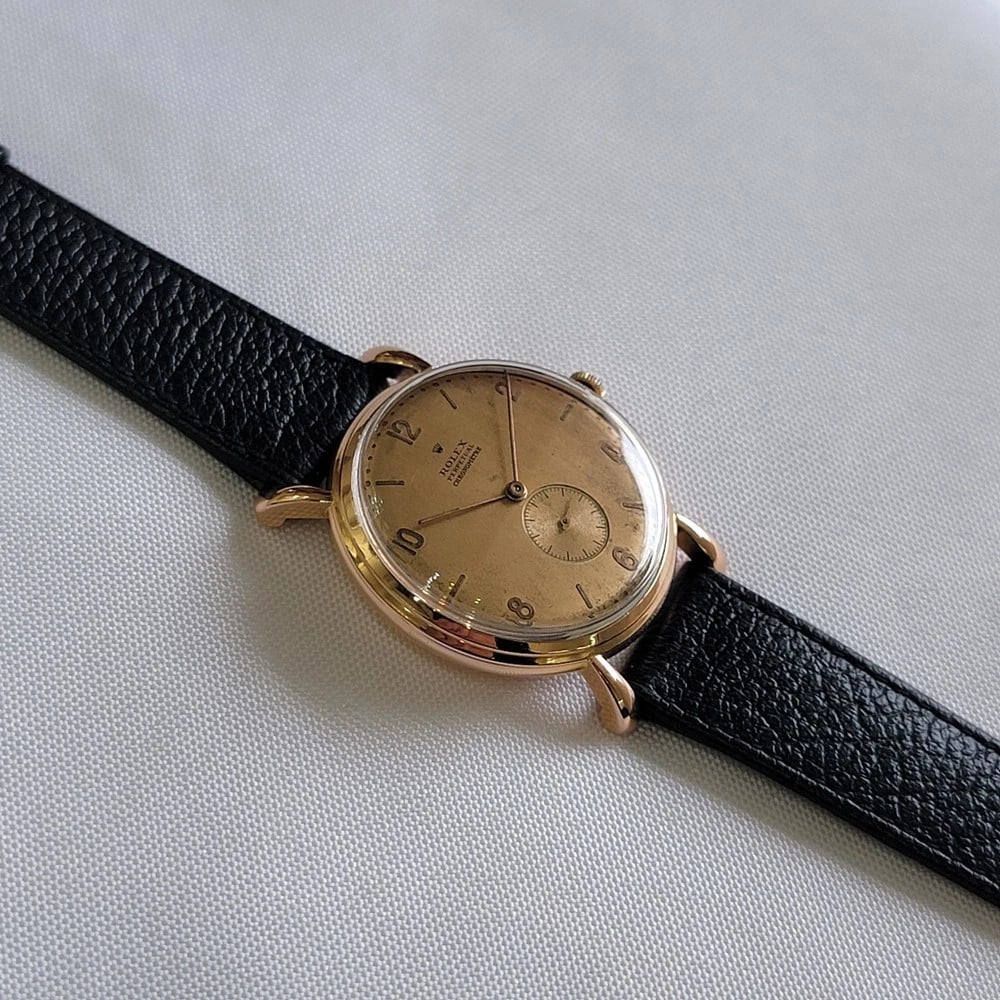 Rolex perpetual 4134 18k Rose Gold Rare Mens Jumbo 37mm Automatic 1940s RA691 - 7