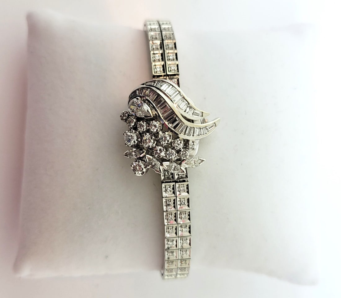 Vintage 14k White OMEGA Winding Ladies Watch With 3.6 ct Natural Diamonds* EXLNT - 12