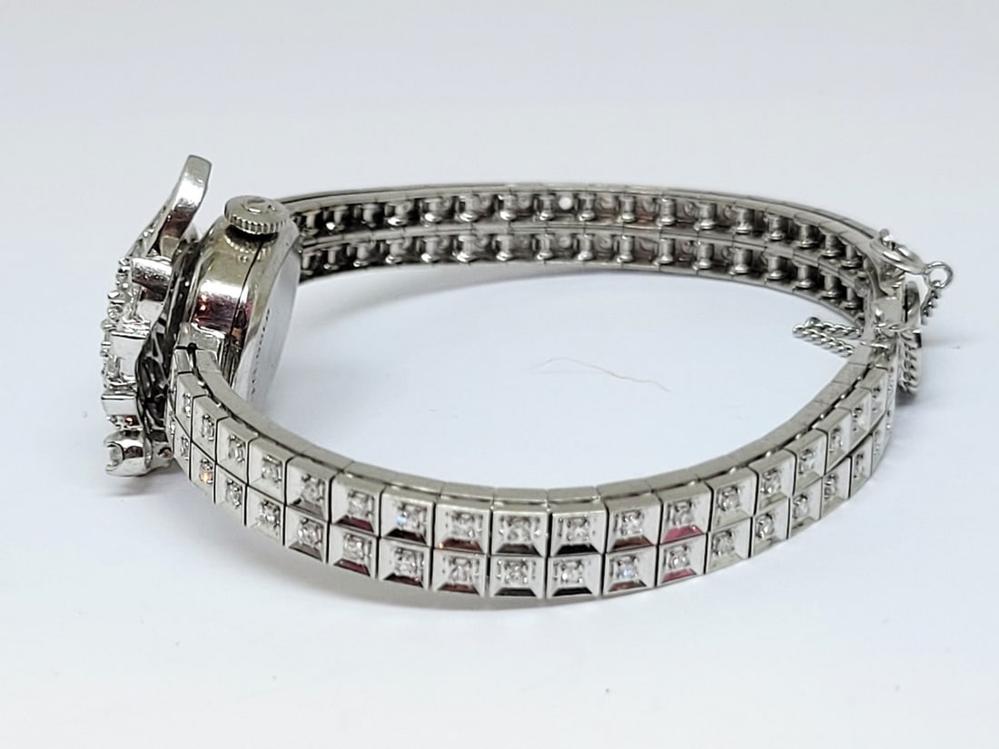 Vintage 14k White OMEGA Winding Ladies Watch With 3.6 ct Natural Diamonds* EXLNT - 3