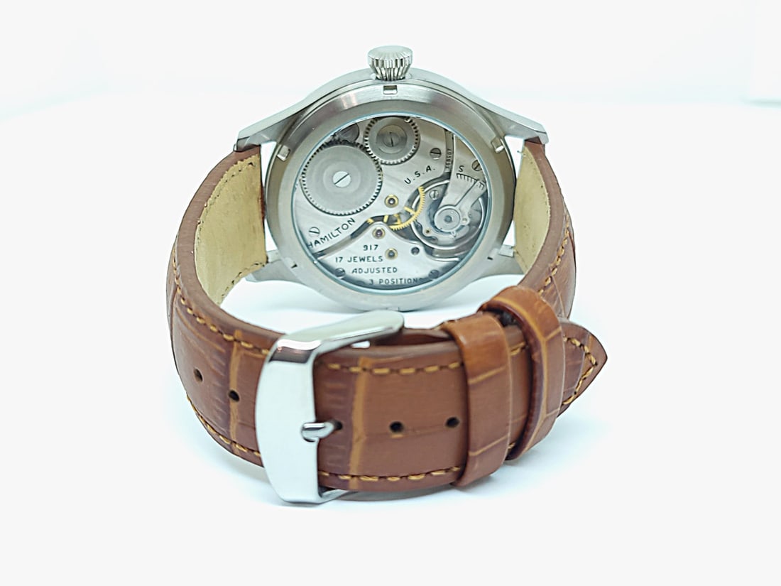 Men's S/Steel High Grade HAMILTON Winding Watch Cal 917 Re-Cased* Black DIAL - 4