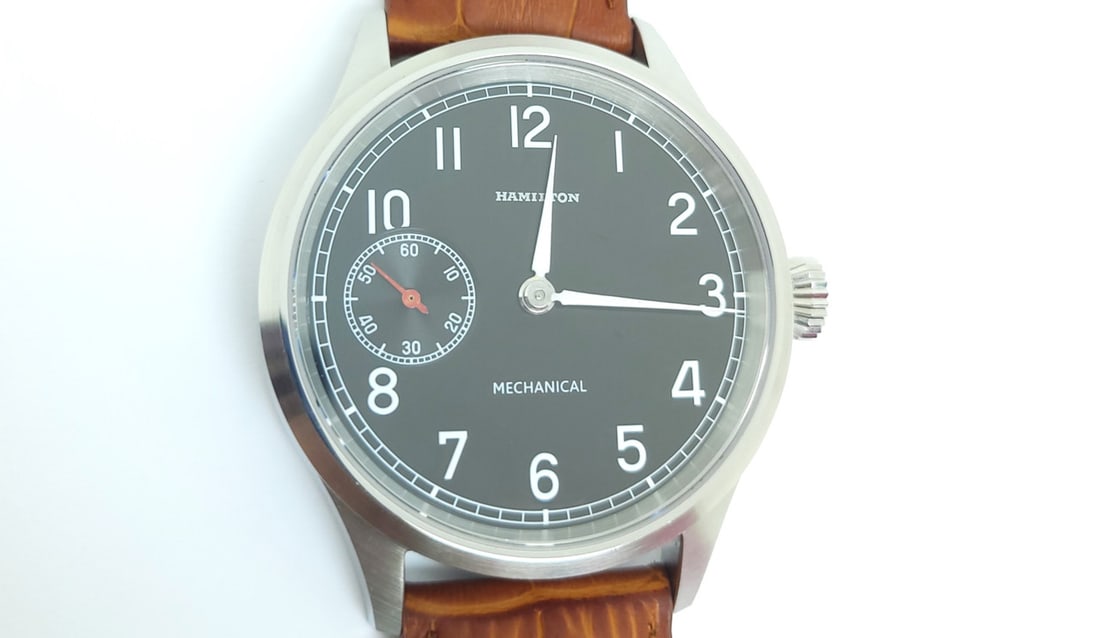 Men's S/Steel High Grade HAMILTON Winding Watch Cal 917 Re-Cased* Black DIAL - 8