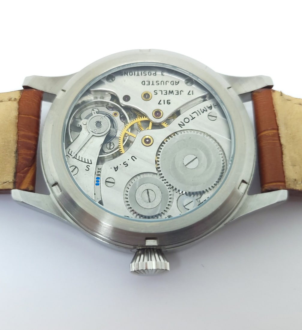 Men's S/Steel High Grade HAMILTON Winding Watch Cal 917 Re-Cased* Black DIAL - 9