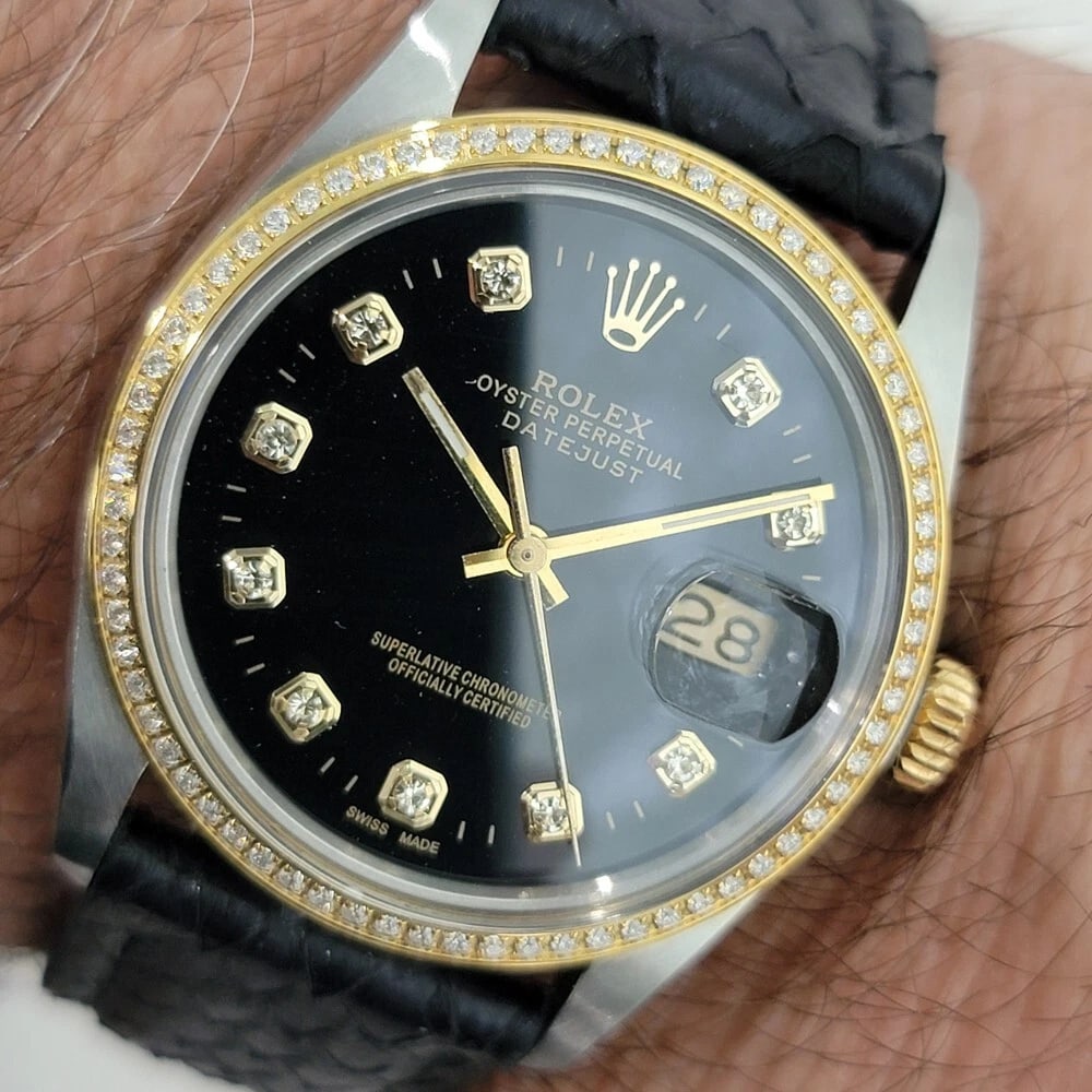 Rolex Oyster 16013 Datejust 36mm 18k SS Mens 1980s Diamond Dial Automatic RA549 - 13