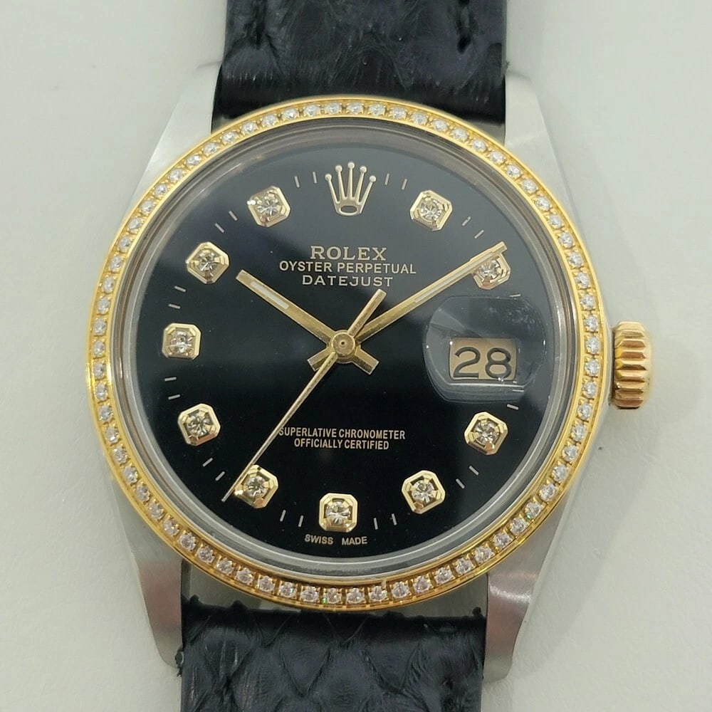 Rolex Oyster 16013 Datejust 36mm 18k SS Mens 1980s Diamond Dial Automatic RA549: Title:Rolex Oyster 16013 Datejust 36mm 18k SS Mens 1980s Diamond Dial Automatic RA549 Description:Timeless icon, Men's 18k gold and stainless steel Rolex Oyster Perpetual 16013 Datejust diamond dial a