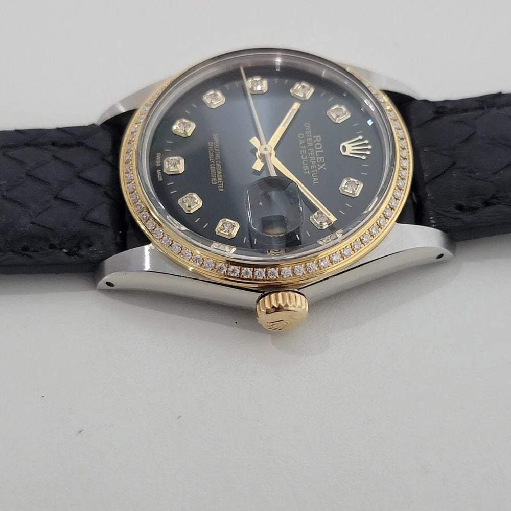 Rolex Oyster 16013 Datejust 36mm 18k SS Mens 1980s Diamond Dial Automatic RA549 - 5