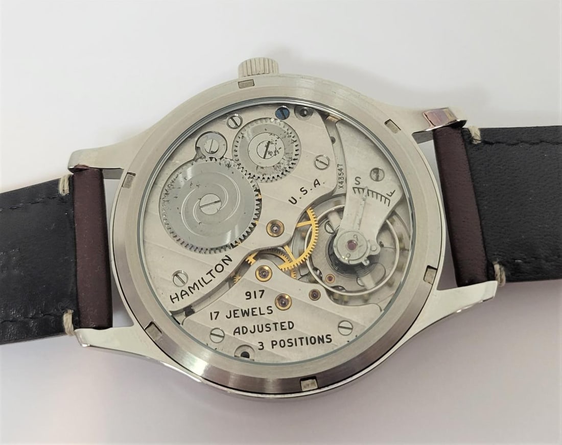 Mens S/Steel High Grade HAMILTON Winding Watch Cal 917 Re-Cased* Chocolate Dial - 8