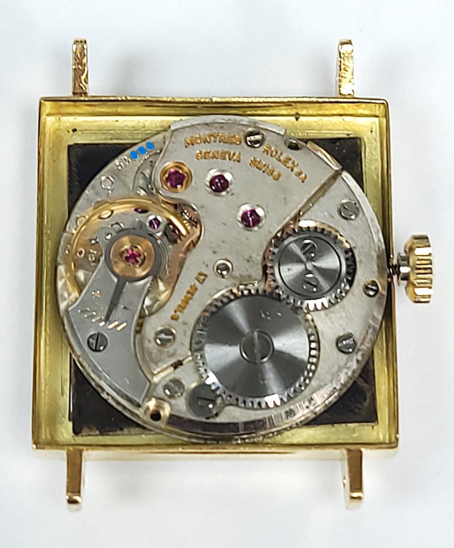 Vintage 18k Gold ROLEX Men's Square Winding Watch c.1954 SERVICED VERY RARE - 10